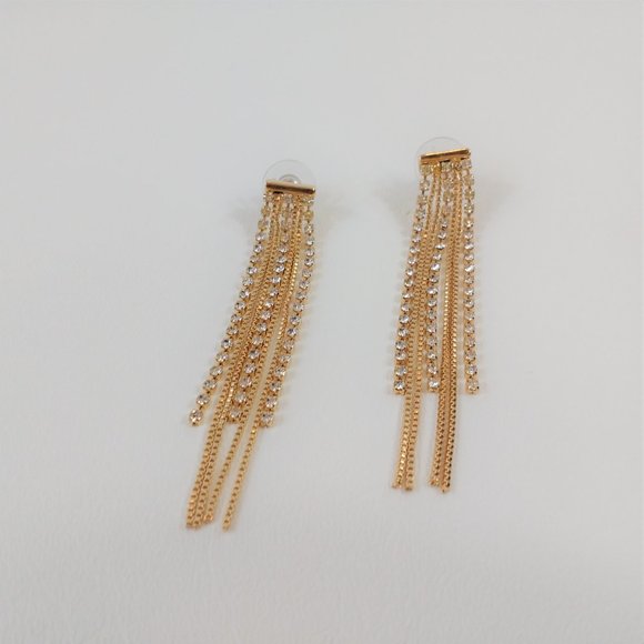 Betsey Johnson Waterfall Cascade Gold Tone Earrings - Picture 3 of 7